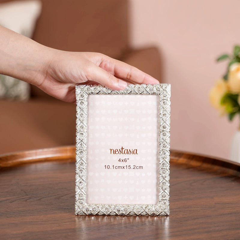 Regal Rhinestone Picture Frame Silver 4x6