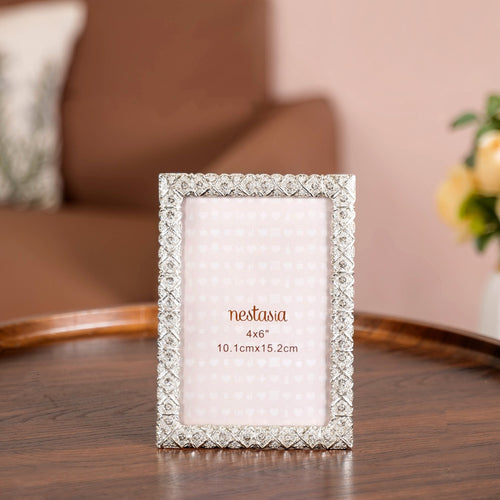 Regal Rhinestone Picture Frame Silver 4x6