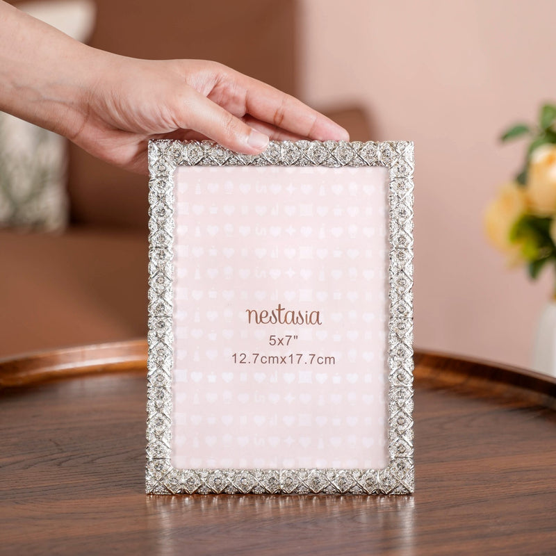Regal Rhinestone Picture Frame Silver 5x7''