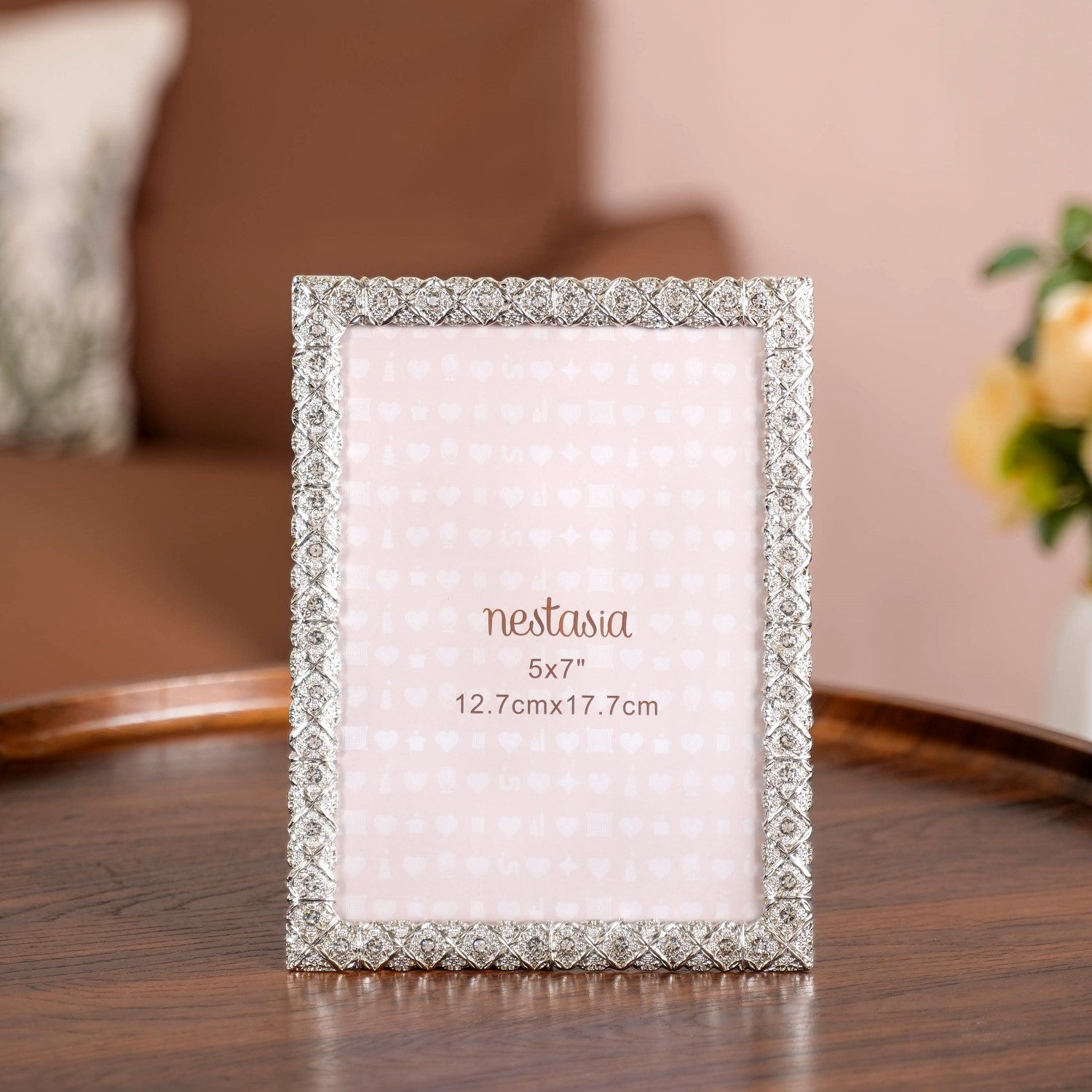 Silver Large Regal Rhinestone Picture Frame 13x18cm