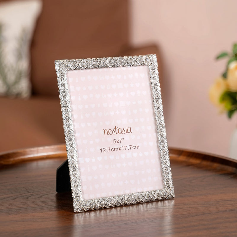 Regal Rhinestone Picture Frame Silver Large 5x7''