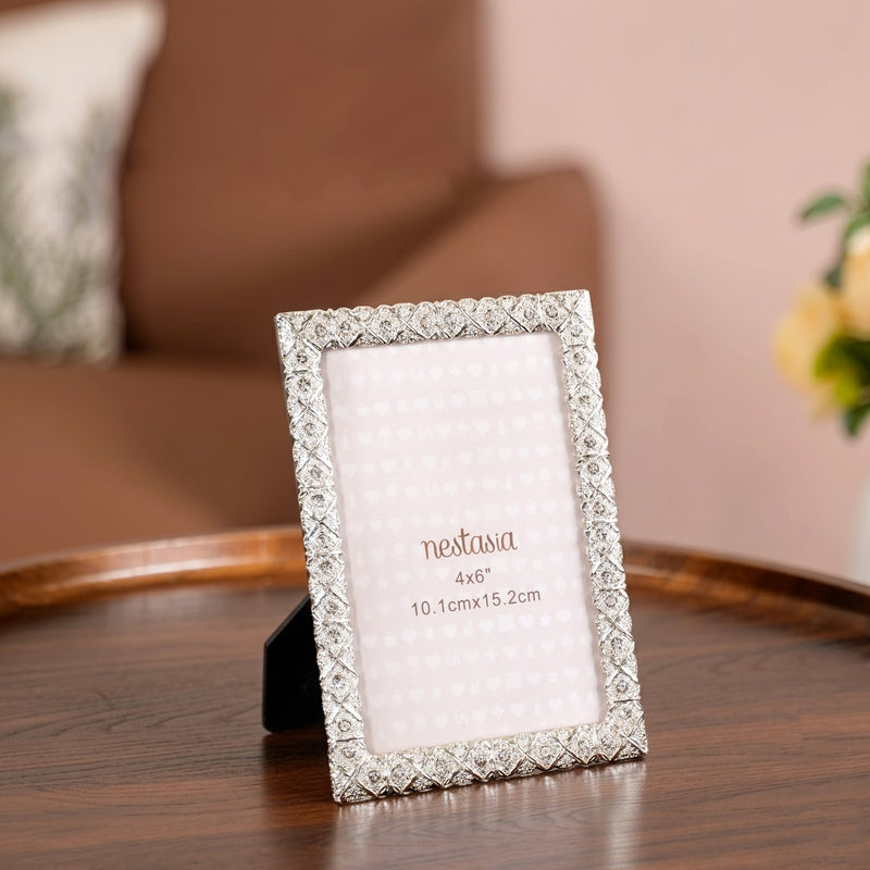 Regal Rhinestone Picture Frame Silver Small 4x6