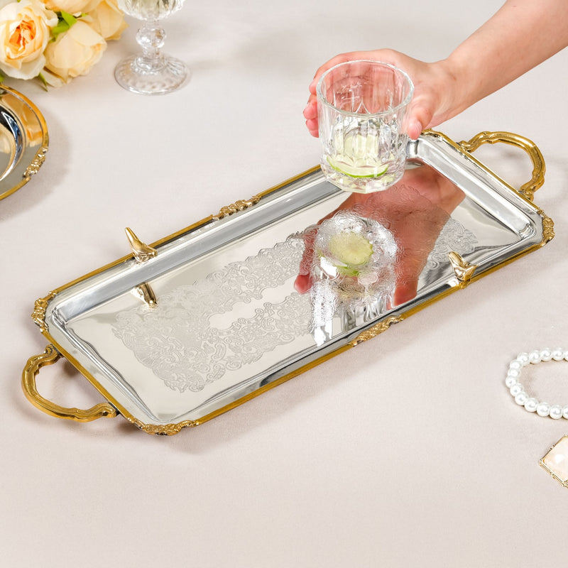 Regal Bird Brass And Stainless Steel Serving Tray