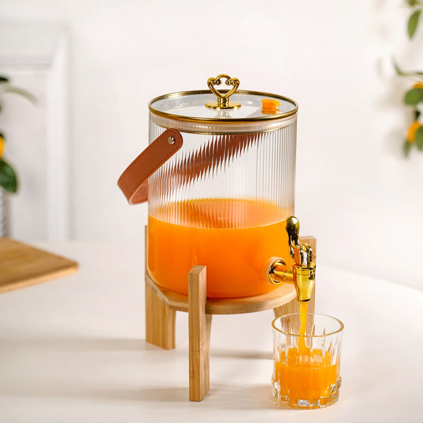 Fluted Chic Drink Dispenser With Handle And Stand 3600ml