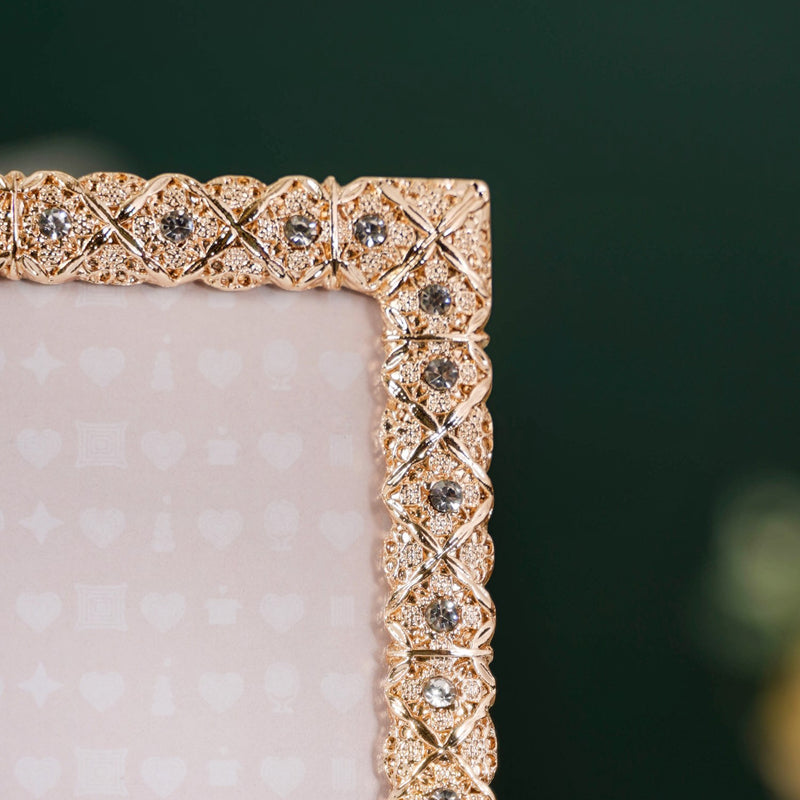 Regal Rhinestone Picture Frame Gold Extra Large 8x10"