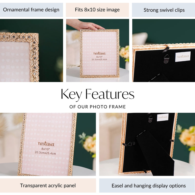 Regal Rhinestone Picture Frame Gold Extra Large 8x10"