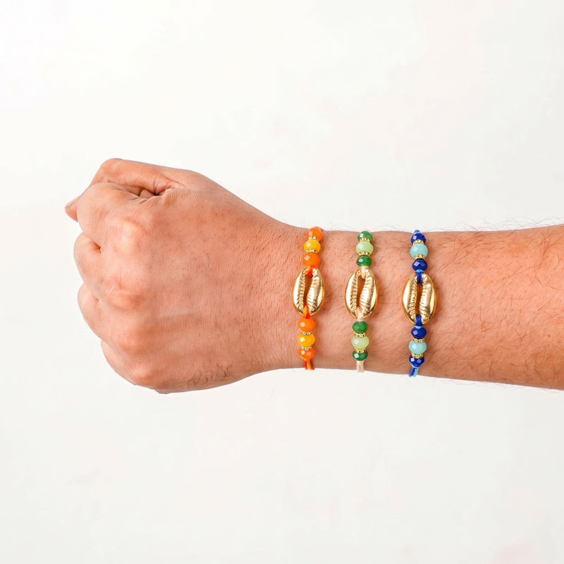 Trio Shell Charm Rakhi Gift Set