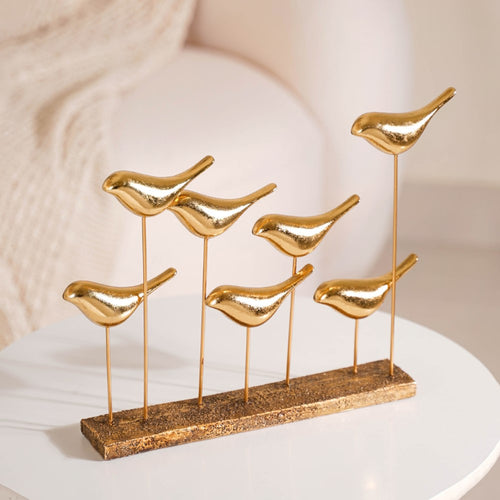 Gold Birds Decor Accent Showpiece - Gold Birds Showpiece, Gold Bird Figurine, Gold Bird Decor, Gold Birds Sculpture, Gold Bird Accent