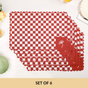 Retro Cotton Embroidered Table Mat Red Set Of 6