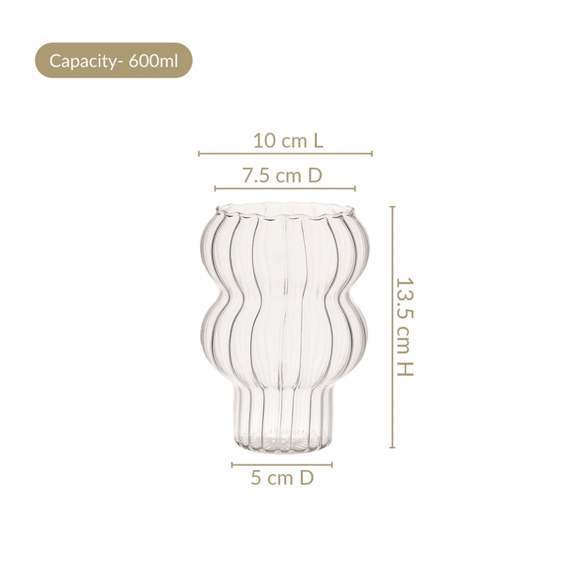 Ribbed Borosilicate Glass Set Of 2 600ml
