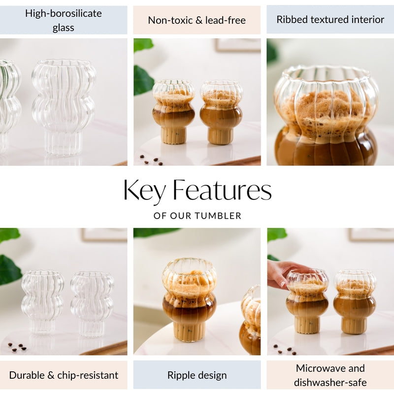 Ribbed Borosilicate Glass Set Of 2 600ml