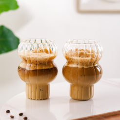 Ribbed Borosilicate Glass Set Of 2 600ml