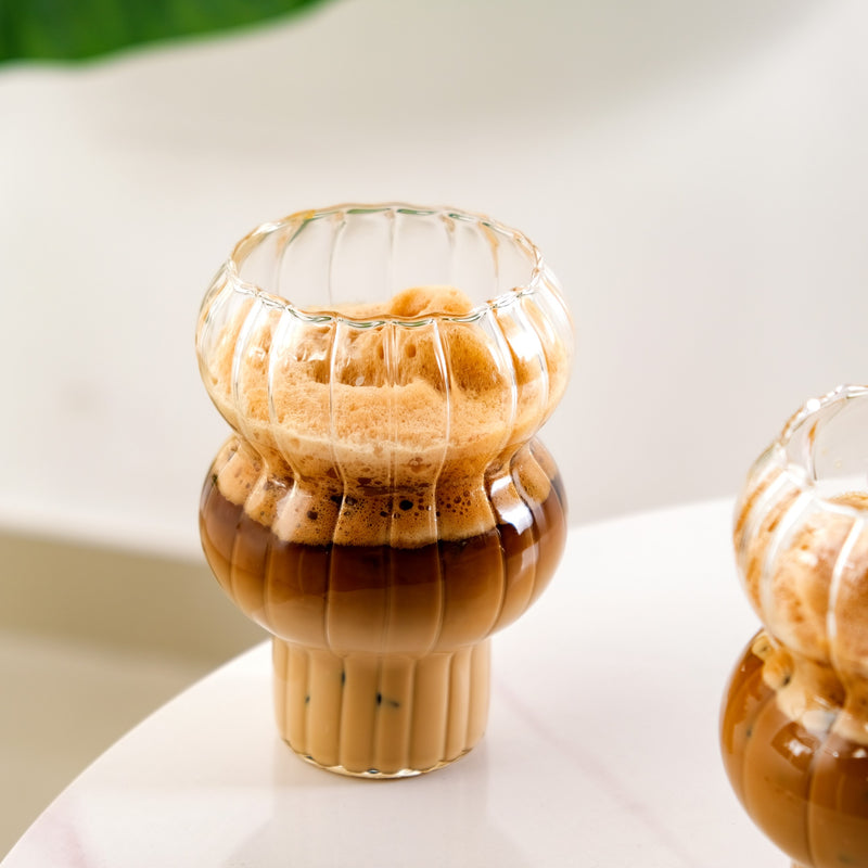 Ribbed Borosilicate Glass Set Of 2 600ml