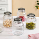 Ribbed Glass Jar With Cliplock Lid Set Of 4 1450ml