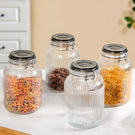 Ribbed Glass Jar With Cliplock Lid Set Of 4 2000ml