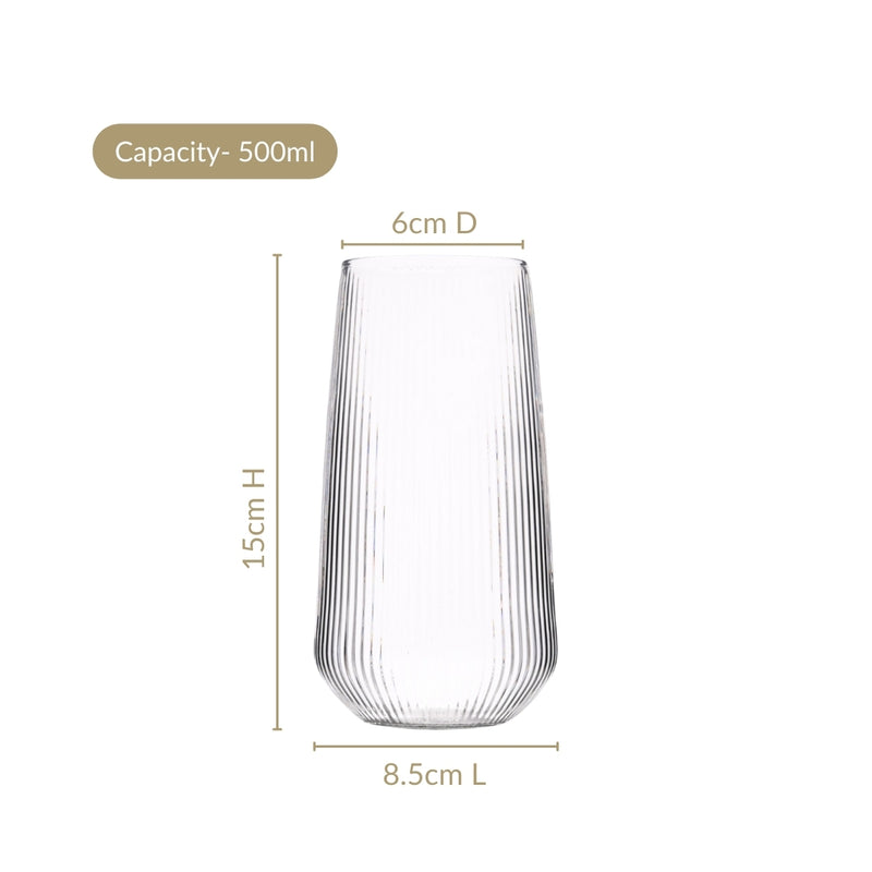 Ribbed Tall Glass Set Of 4 550ml