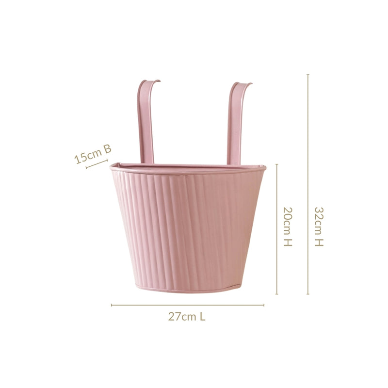 Ribbed Hanging Planter Set Of 2 Dusty Pink