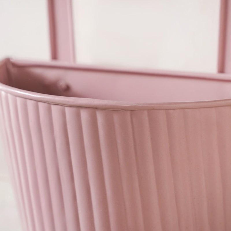 Ribbed Hanging Planter Set Of 2 Dusty Pink