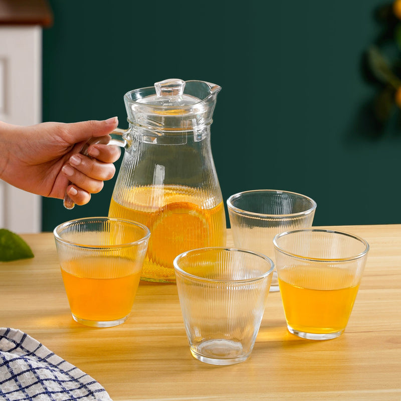 Ribbed Jar With Tumbler Set Of 5