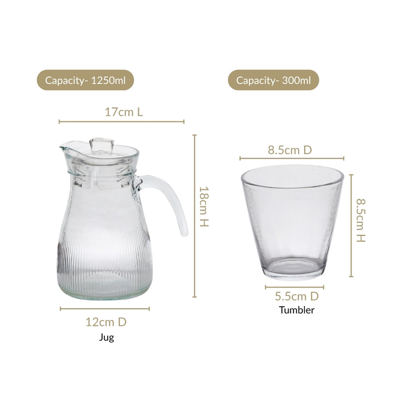 Ribbed Jar With Tumbler Set Of 5