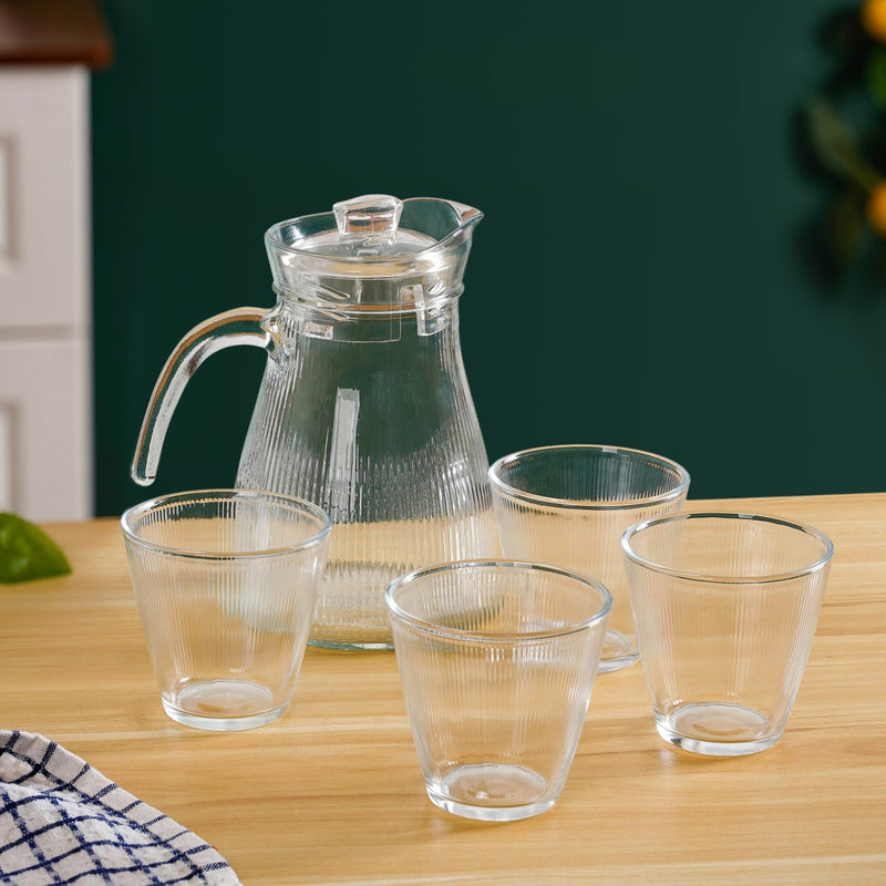 Ribbed Jar With Tumbler Set Of 5