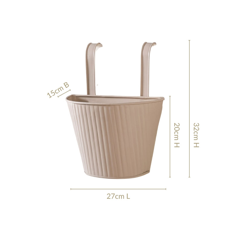 Ribbed Metal Planter Set Of 2 Taupe