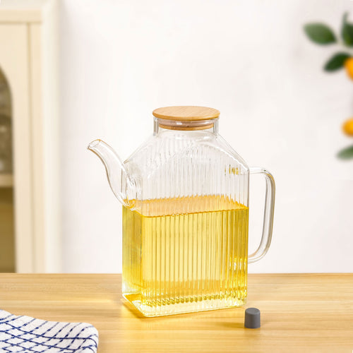 Ribbed Oil Dispenser With Bamboo Lid 1150ml