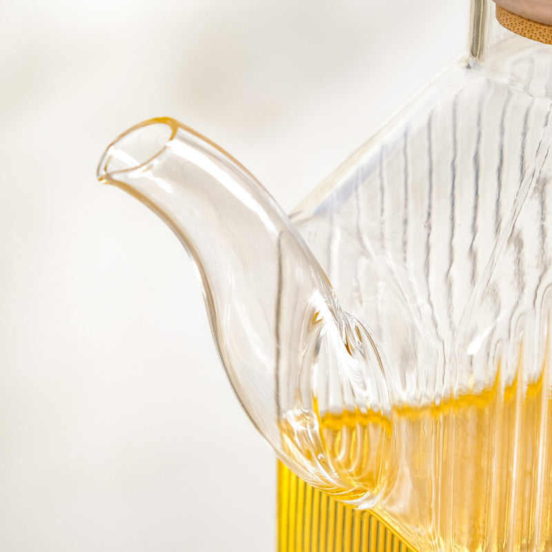 Ribbed Oil Dispenser With Bamboo Lid 1150ml