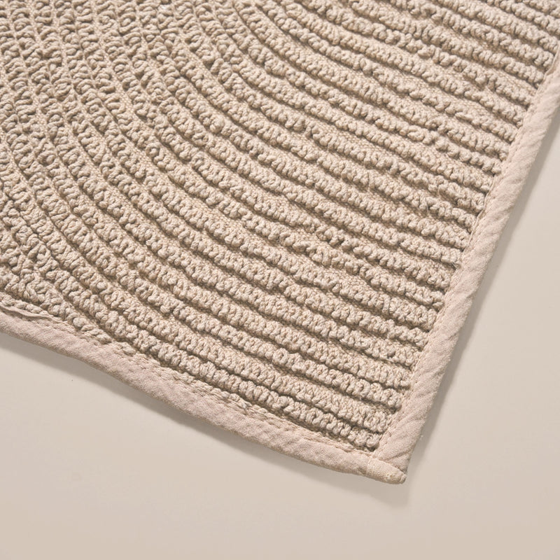 Ribbed Pure Cotton Reversible Anti Slip Floor Mat Brown 82x50cm