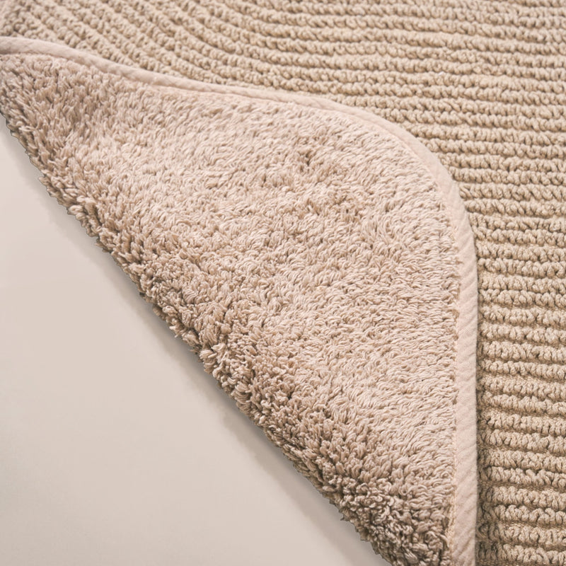 Ribbed Pure Cotton Reversible Anti Slip Floor Mat Brown 82x50cm