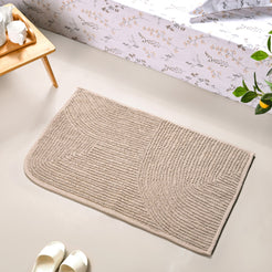 Ribbed Pure Cotton Reversible Anti Slip Floor Mat Brown 82x50cm