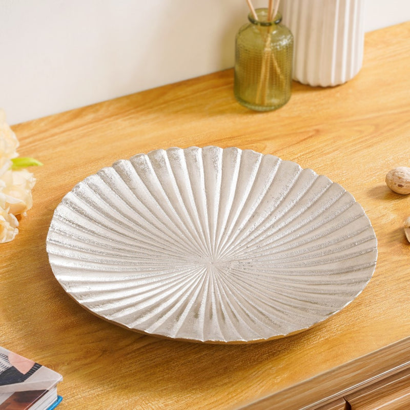Ribbed Platter Silver 29cm
