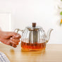 Ribbed Flame Safe Borosilicate Glass Kettle With Strainer 800ml