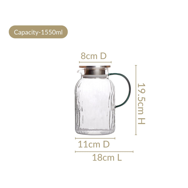 Tree Bark Texture Glass Jug 1550ml