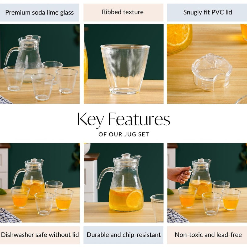 Ribbed Jar With Tumbler Set Of 5