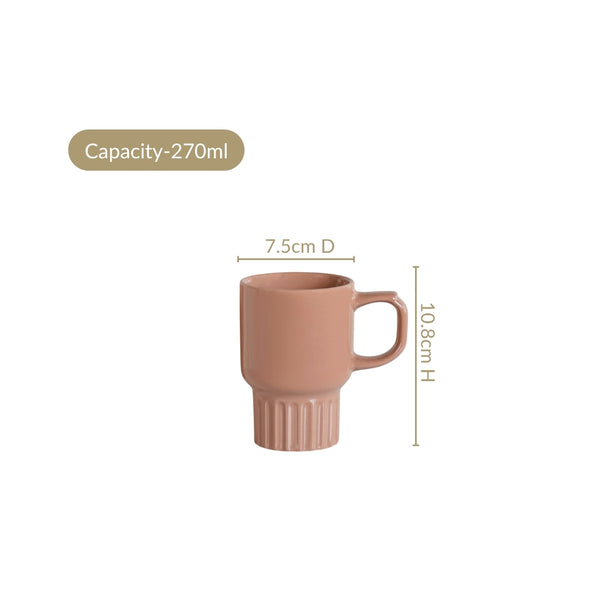 Ribelle Ceramic Stackable Mug Set Of 4 Dusty Pink 270ml