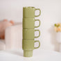 Ribelle Ceramic Stackable Mug Set Of 4 Olive Green 270ml