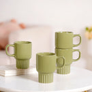 Ribelle Ceramic Stackable Mug Set Of 4 Olive Green 270ml