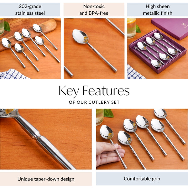 Minimalist Stainless Steel Spoon Set Of 6