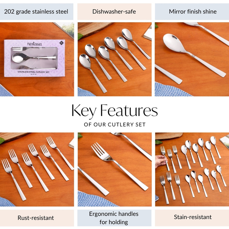 Ring Cut Stainless Steel Cutlery Set Of 18