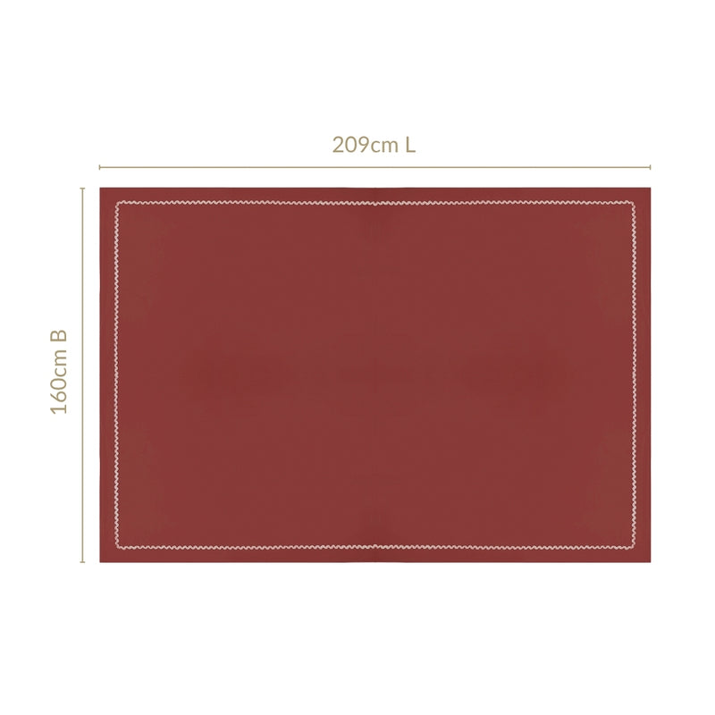 Ripple Edge 6 Seater Cotton Tablecloth Maroon 209x160cm