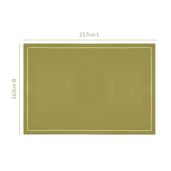 Isabelle Rick Rack Green 6 Seater Cotton Table Cloth 217x163cm