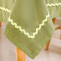 Ripple Edge Green 6 Seater Cotton Table Cloth 217x163cm