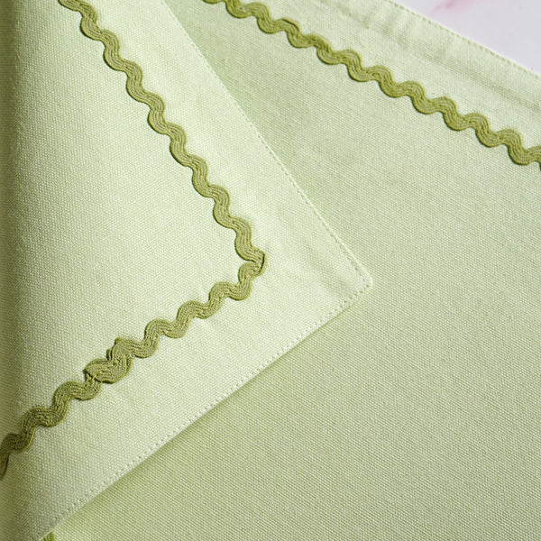Isabelle Rick Rack Green Cotton Placemat Set Of 4