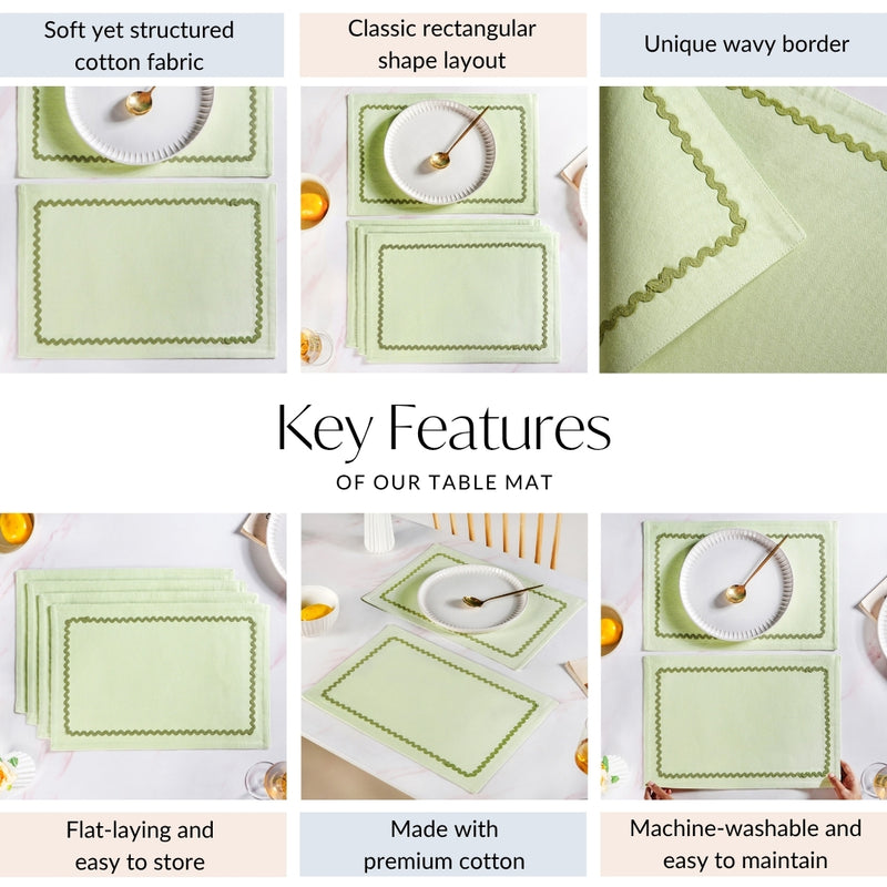Ripple Edge Green Cotton Placemat Set Of 4