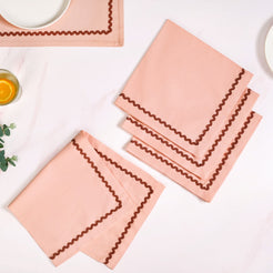 Ripple Edge Peach Cotton Napkin Set Of 4