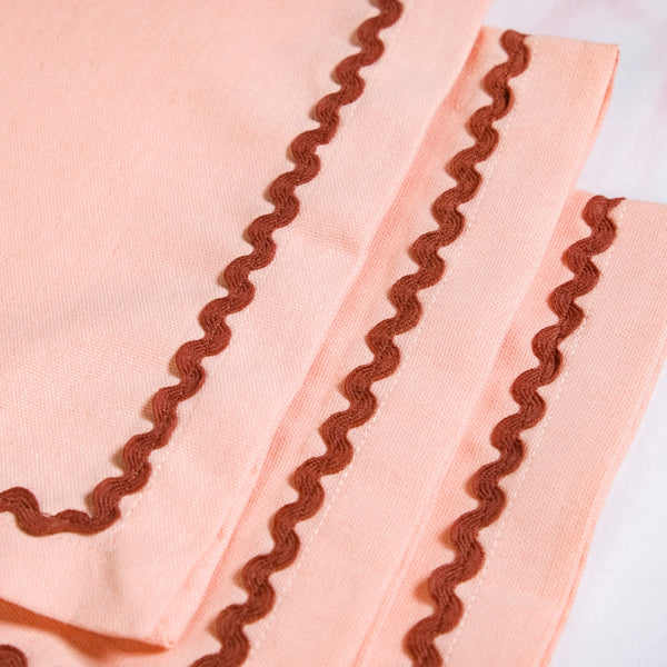 Madeline Peach Cotton Napkin Set Of 4 With Rick Rack