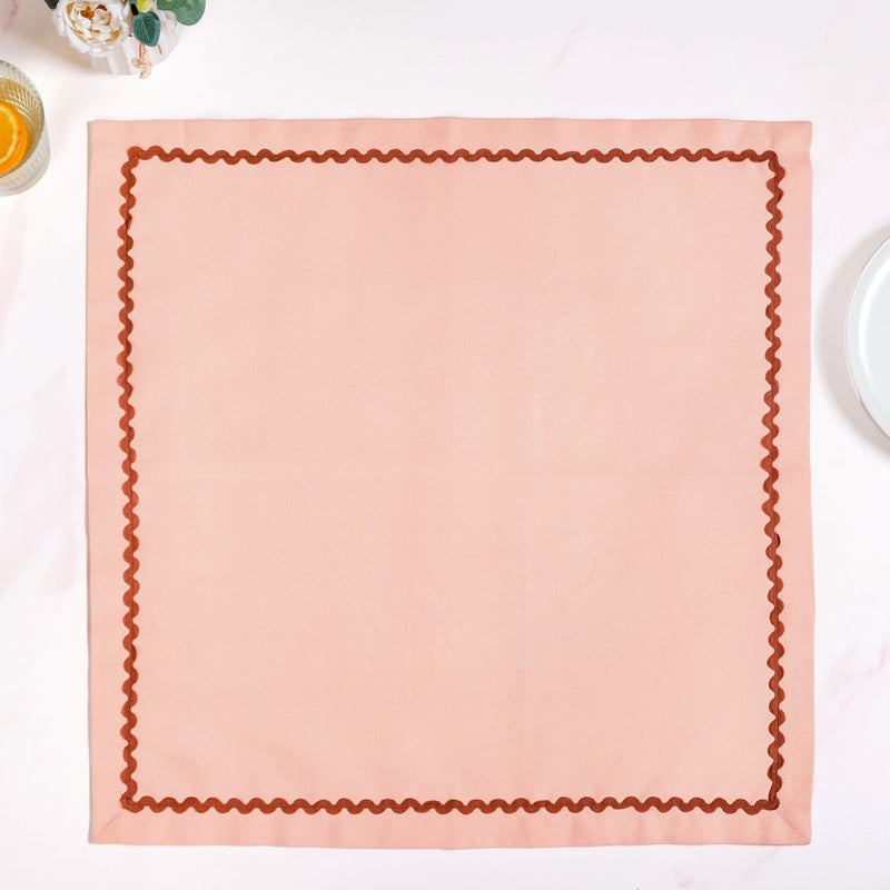 Ripple Edge Peach Cotton Napkin Set Of 4