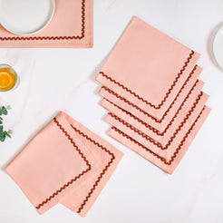 Ripple Edge Peach Cotton Napkin Set Of 6
