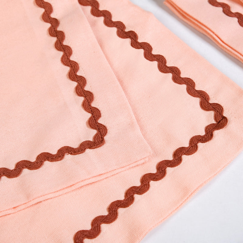 Ripple Edge Peach Cotton Napkin Set Of 6